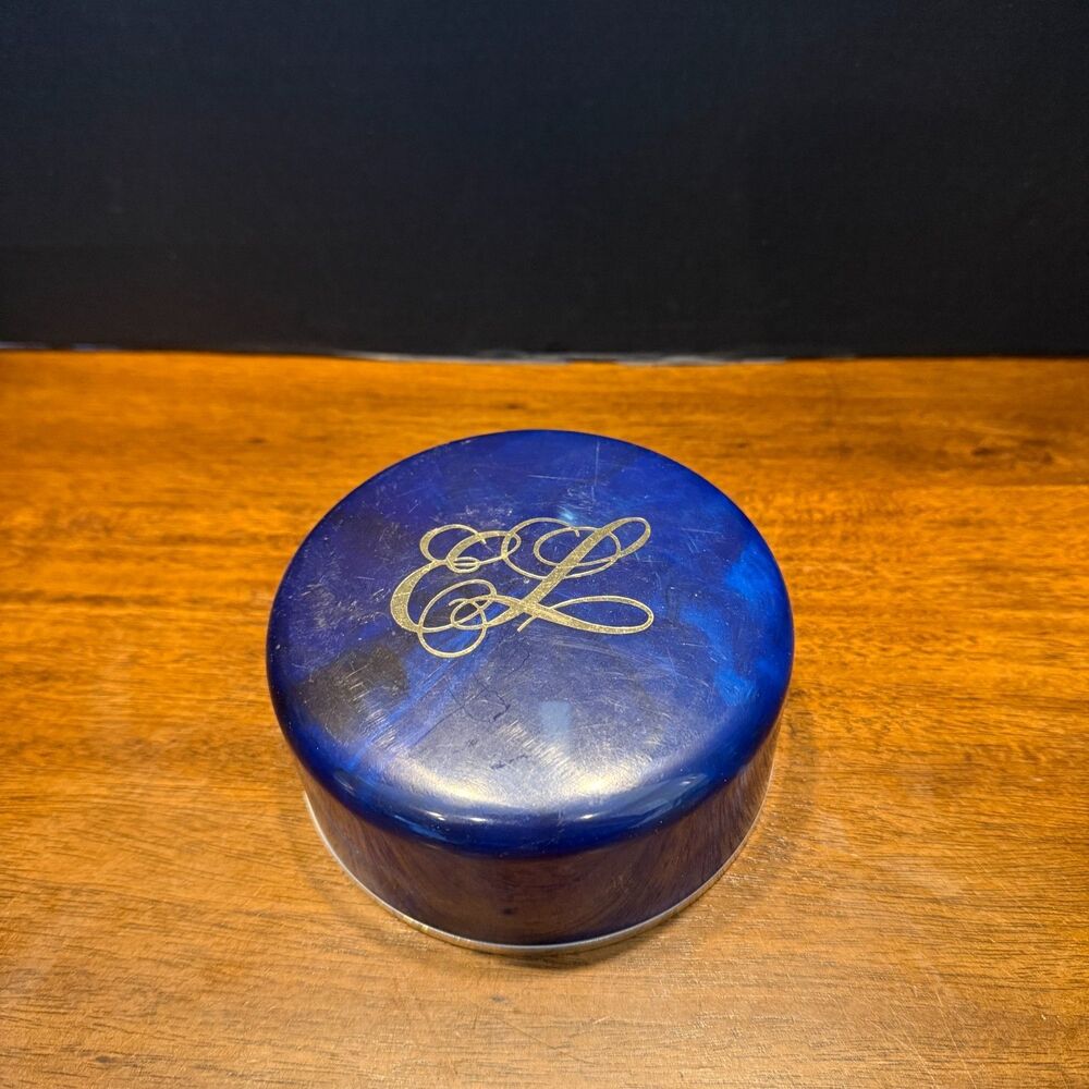 Vintage Estée Lauder Youth-Dew Dusting Powder 3 oz Faux Lapis Blue Compact Puff